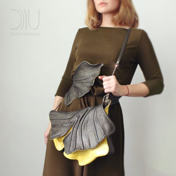 Designer Shoulder Bags On Sale. Ginkgo Clutch Brown by Diana Ulanova. Buy on women-bags.com