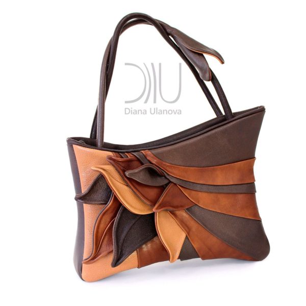 Ladies Designers Handbags. Feathers Brown/Brown Light by Diana Ulanova. Buy on women-bags.com