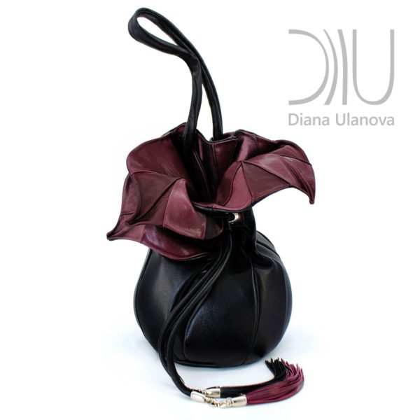 Shoulder Bag Designer. Orchid Feedbag Black/Burgundy by Diana Ulanova. Buy on women-bags.com