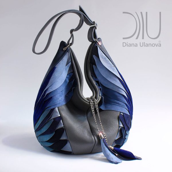 Designer Shoulder Bag. Totem Blue/Grey by Diana Ulanova. Buy on women-bags.com