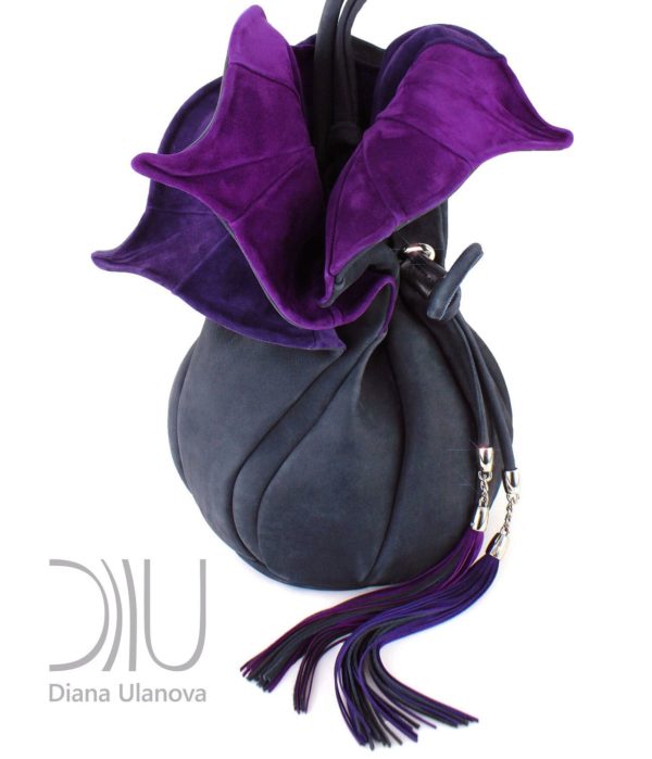 Designer Shoulder Bag. Orchid Feedbag Black/Purple by Diana Ulanova. Buy on women-bags.com