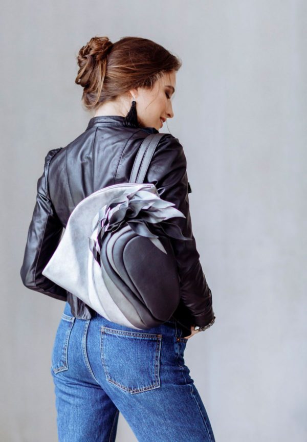 Womens Leather Backpack. Savanna Black/Grey by Diana Ulanova. Buy on women-bags.com