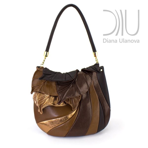 Designer Over Shoulder Bags. Autumn Legend Brown Gold by Diana Ulanova. Buy on women-bags.com