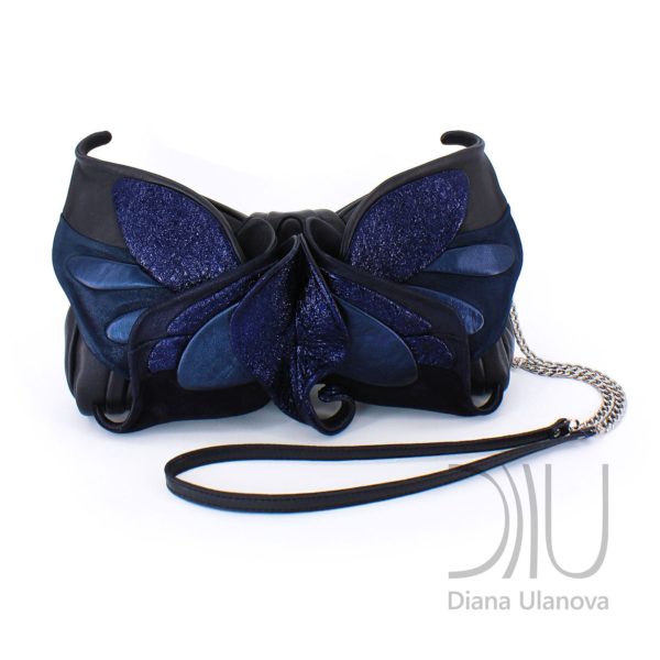 Luxury Clutch. Butterfly Black Dark Blue by Diana Ulanova. Buy on women-bags.com
