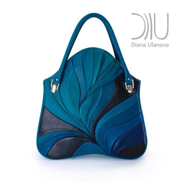 Ladies Designer Handbag. Feather Maxi Blue by Diana Ulanova. Buy on women-bags.com
