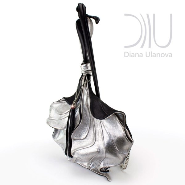 Designer Shoulder Bag. Fleur De Lys - Silver/Black by Diana Ulanova. Buy on women-bags.com