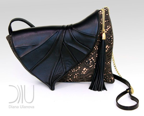 Clutch Bag Design. Leaf Drop Black 1 by Diana Ulanova. Buy on women-bags.com