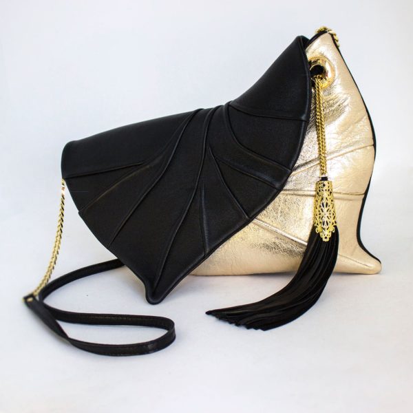 Designer Clutch Bag. Leaf Drop Black/Gold by Diana Ulanova. Buy on women-bags.com