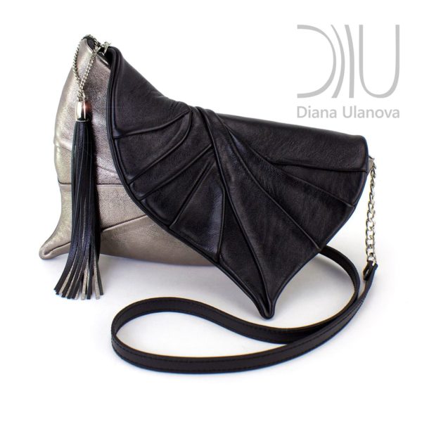 Clutch Designer Bags. Leaf Drop Black/Silver by Diana Ulanova. Buy on women-bags.com