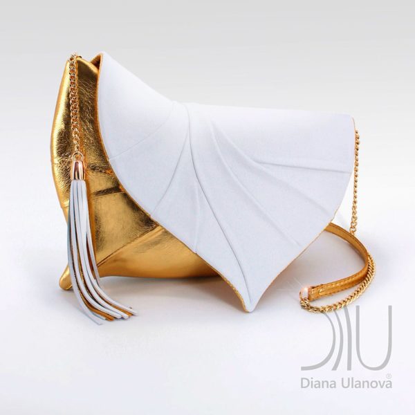 Designer Clutch Bags. Leaf Drop Gold/White by Diana Ulanova. Buy on women-bags.com