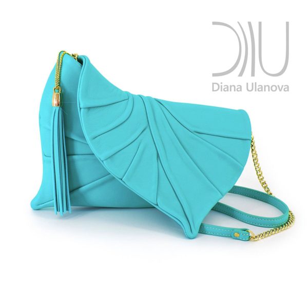 Luxury Clutch. Leaf Drop Light Blue 1 by Diana Ulanova. Buy on women-bags.com