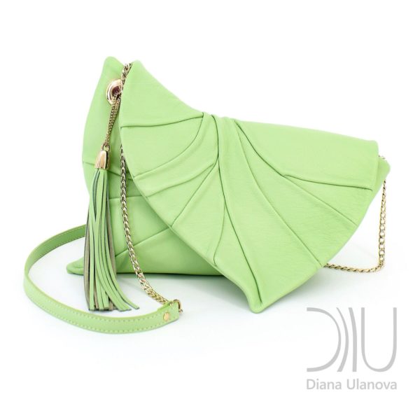Womens Designer Clutch Bag. Leaf Drop Light Green 1 by Diana Ulanova. Buy on women-bags.com