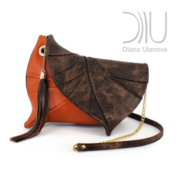 Clutch Bags Designer. Leaf Drop Orange/Brown by Diana Ulanova. Buy on women-bags.com