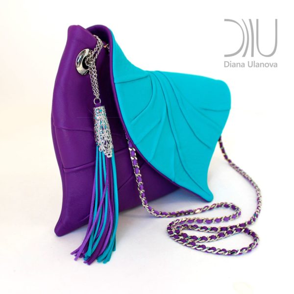 Designer Evening Bags Clutches. Leaf Drop Purple/Light Blue 2 by Diana Ulanova. Buy on women-bags.com