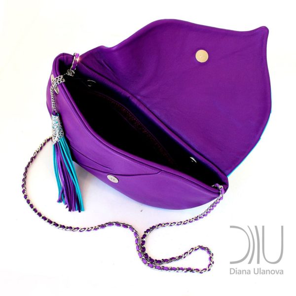 Clutch Bag Designs. Leaf Drop Purple/Light Blue 3 by Diana Ulanova. Buy on women-bags.com