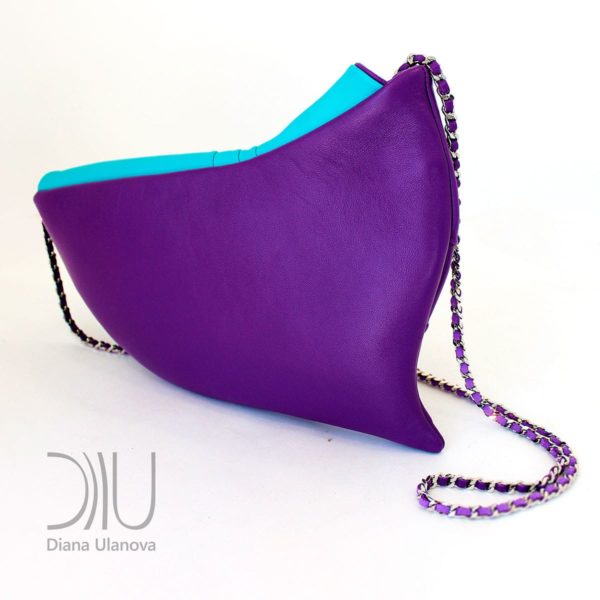 Clutch Bag Design. Leaf Drop Purple/Light Blue 4 by Diana Ulanova. Buy on women-bags.com
