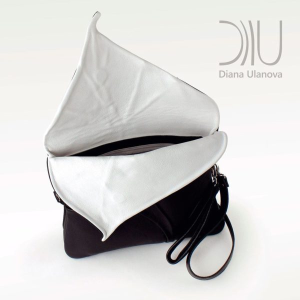 Designer Over The Shoulder Bags. Leaf Maxi Black/White 3 by Diana Ulanova. Buy on women-bags.com