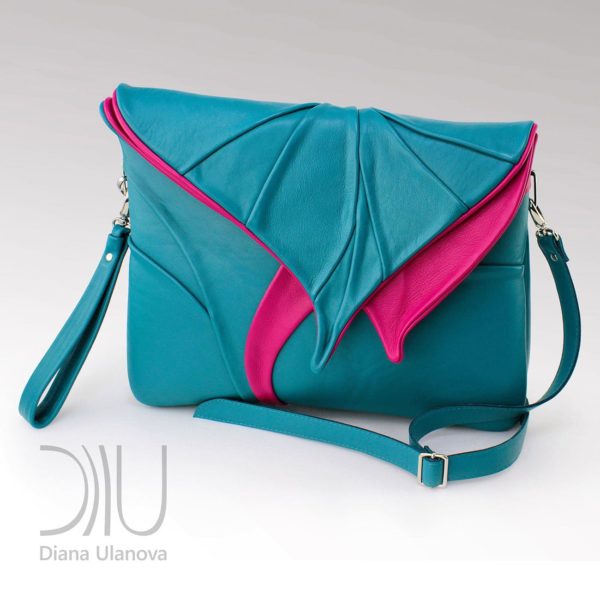 Shoulder Bag Designer. Leaf Maxi Blue-Green by Diana Ulanova. Buy on women-bags.com