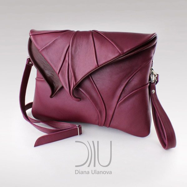 Designer Shoulder Bag. Leaf Maxi Burgundy 1 by Diana Ulanova. Buy on women-bags.com