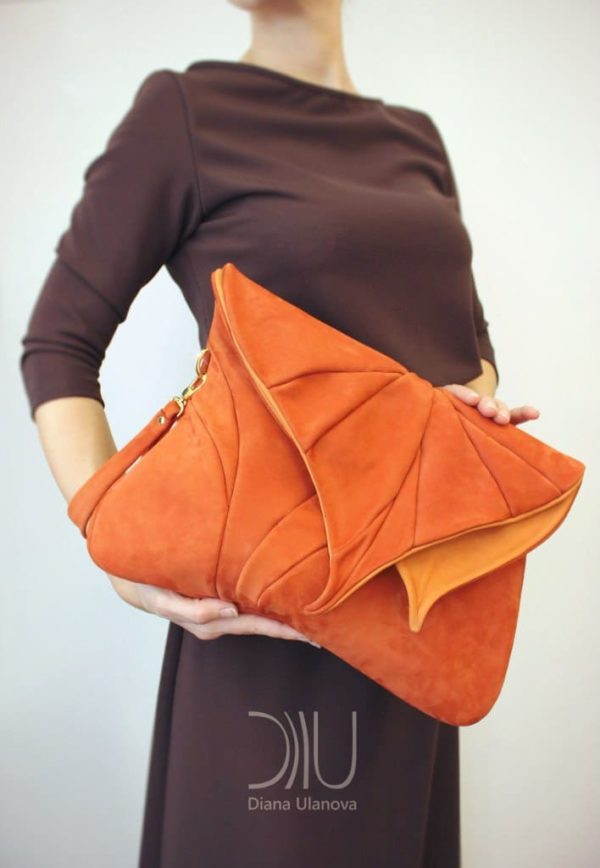 Designer Over Shoulder Bags. Leaf Maxi Orange 2 by Diana Ulanova. Buy on women-bags.com