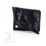 Leaf wallet Black shimmer/Red