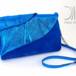 Leaves clutch Blue metallic