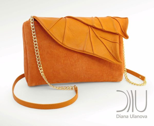 Clutch Bags Designer Sale. Leaves Clutch Orange 1 by Diana Ulanova. Buy on women-bags.com
