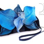 Orchid clutch Black/Blue metallic