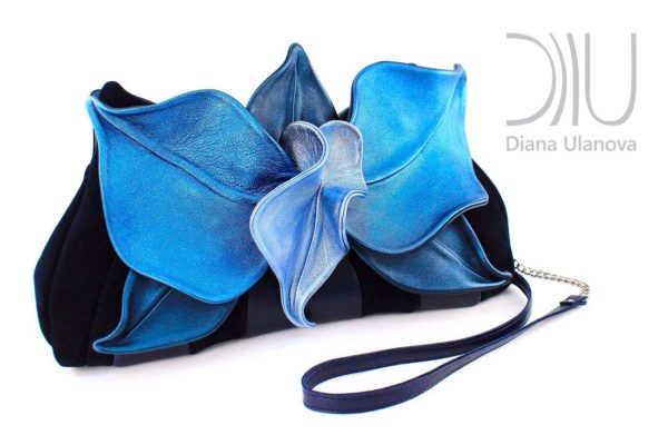 Womens Designer Clutch Bag. Orchid Clutch Black/Blue Metallic by Diana Ulanova. Buy on women-bags.com