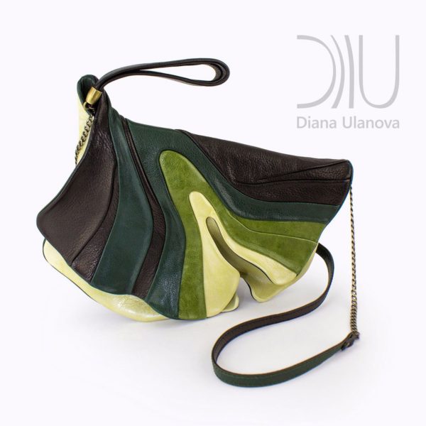 Designer Shoulder Bag. Ginkgo Clutch-Black/Green by Diana Ulanova. Buy on women-bags.com
