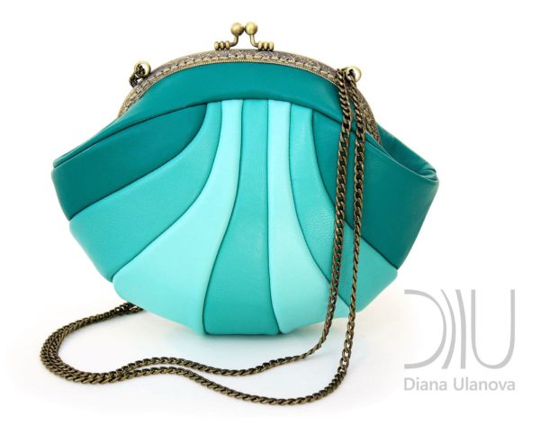 Designer Mini Handbags. Reticule Shell Aquamarine by Diana Ulanova. Buy on women-bags.com