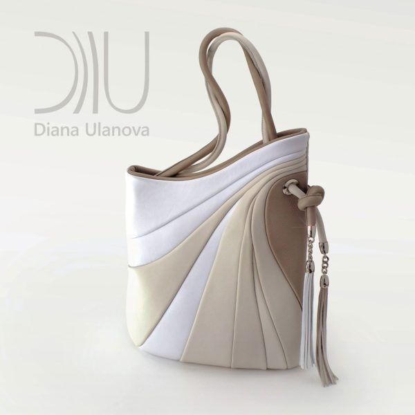 Designer Over Shoulder Bags. Sputnik Maxi White/Beige 1 by Diana Ulanova. Buy on women-bags.com