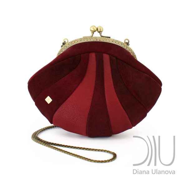 Small Handbags Designer. Reticule Shell Burgundy/Red by Diana Ulanova. Buy on women-bags.com