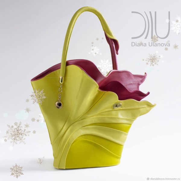 Womens Designer Handbag. Strelitzia Yellow/Red by Diana Ulanova. Buy on women-bags.com