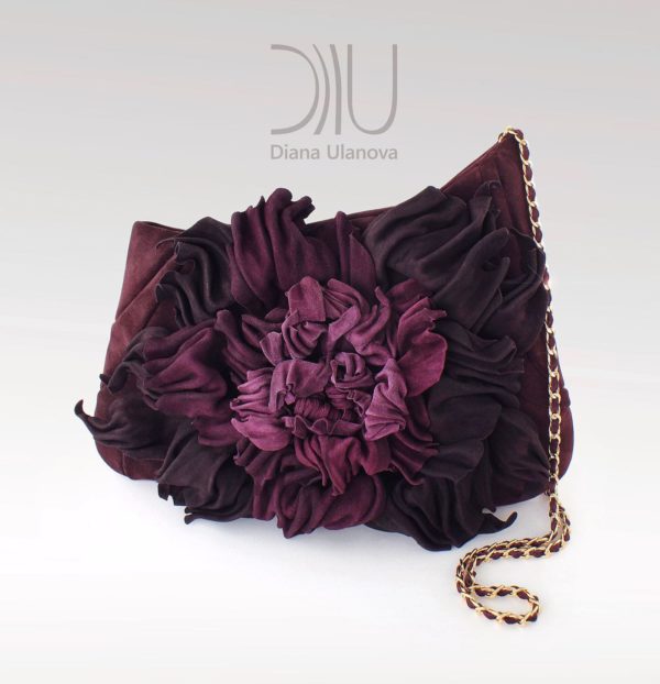 Designer Evening Clutch Bags. Peony Clutch Burgundy by Diana Ulanova. Buy on women-bags.com