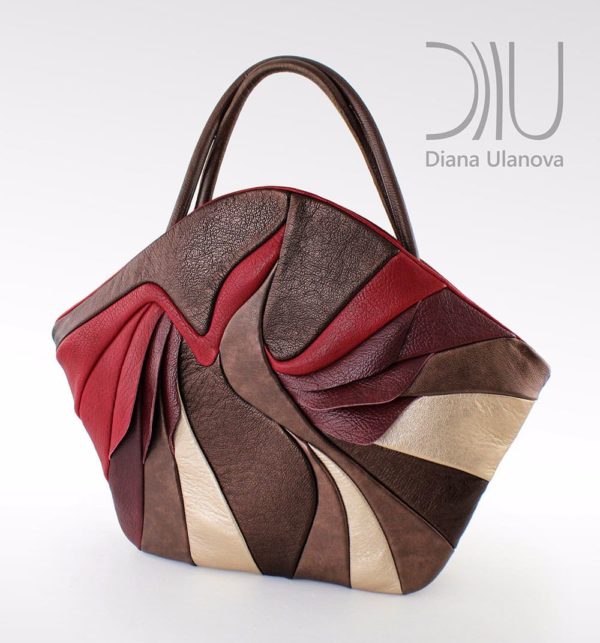 Top Handle Designer Bags. Paradise Bird Brown/Red/Beige by Diana Ulanova. Buy on women-bags.com