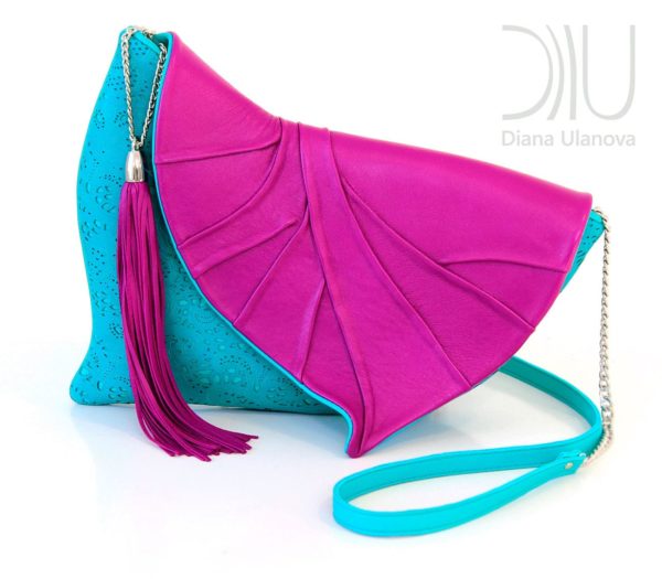Clutch Designs. Leaf Drop Light Blue/Pink by Diana Ulanova. Buy on women-bags.com