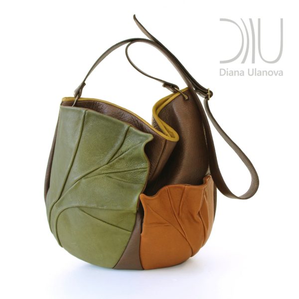 Designer Shoulder Bags On Sale. Leaves Dark Brown by Diana Ulanova. Buy on women-bags.com