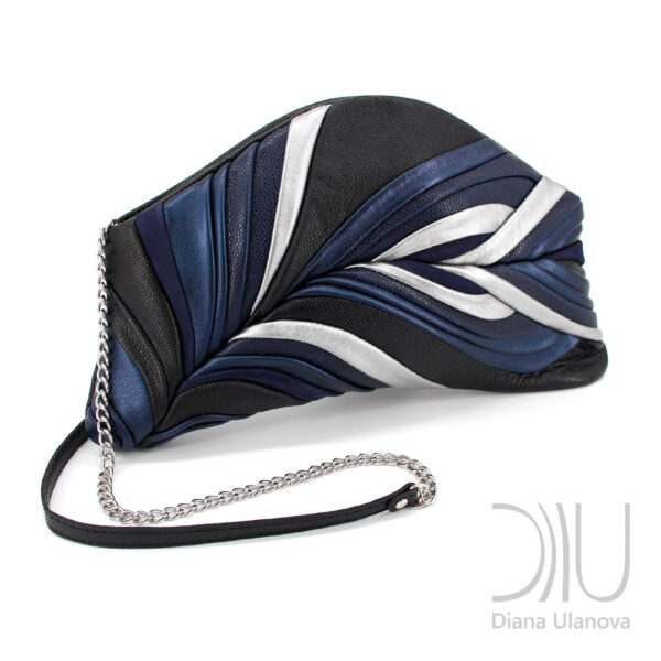 Clutch Bag Design. Feather Clutch Black Blue by Diana Ulanova. Buy on women-bags.com