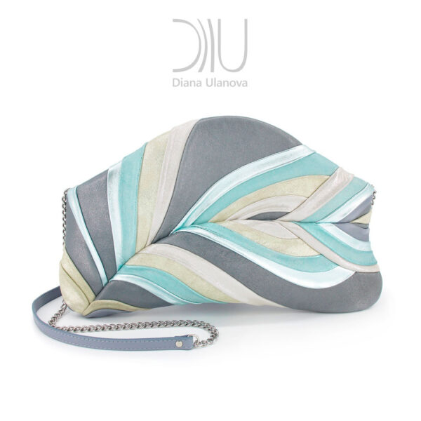 Clutch Bag Designs. Feather Clutch Grey Blue by Diana Ulanova. Buy on women-bags.com