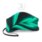 Feather clutch Black Green.